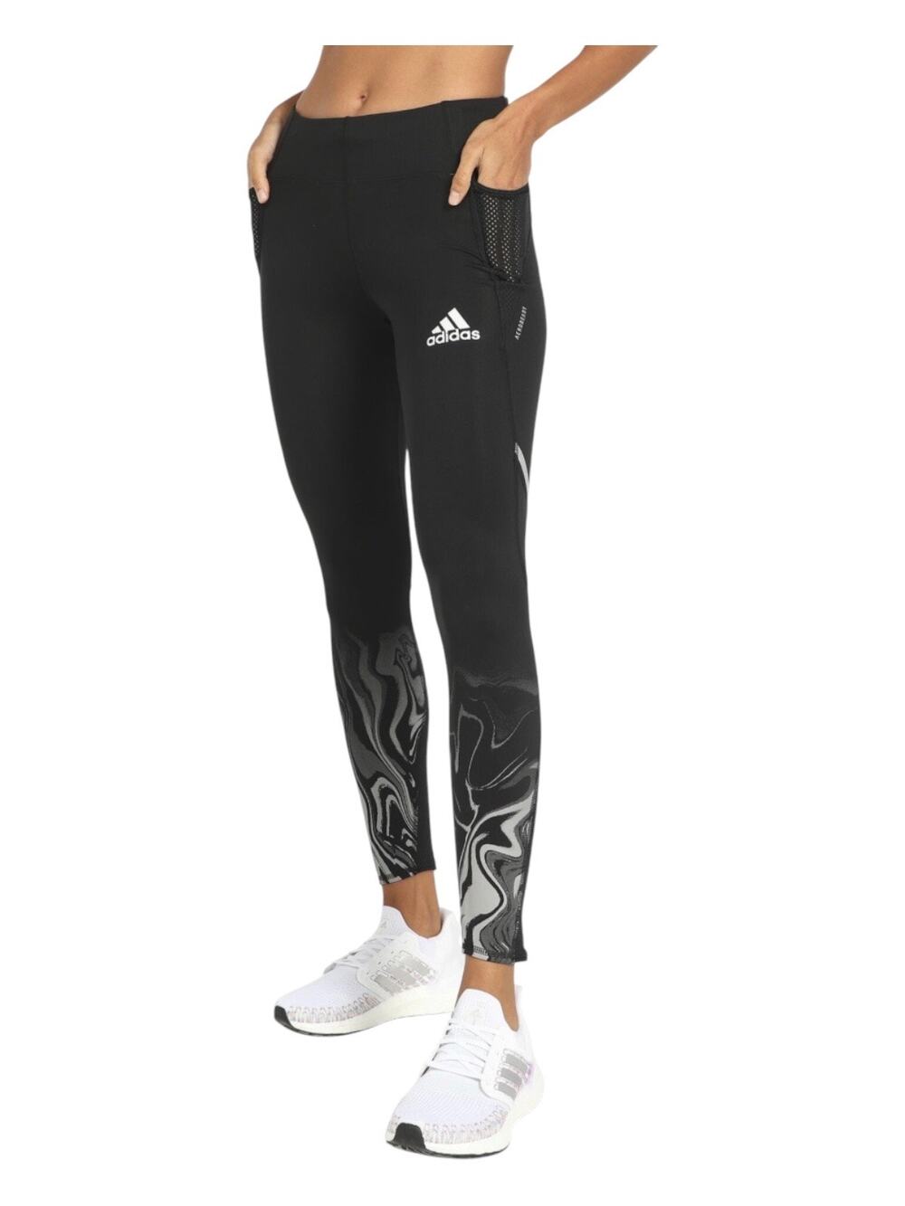 Adidas Leggings Womens M How We Do Glam On 7/8 Black Aeroready Running Pants